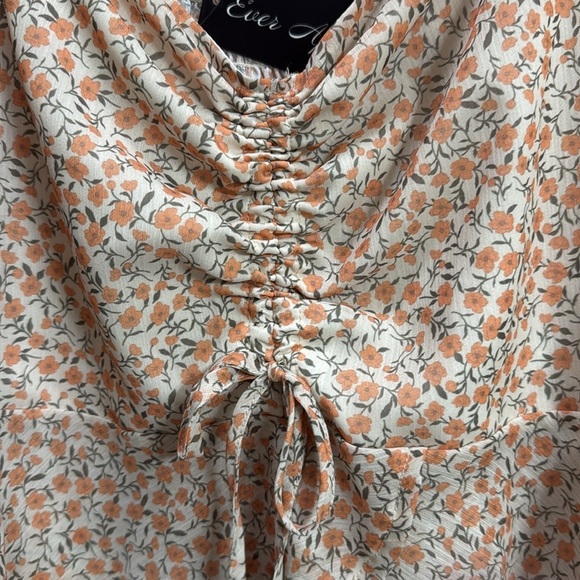 NEW Milkmaid boho top Sz XL yellow ditsy print smocked cropped fairy coquette - Picture 4 of 7